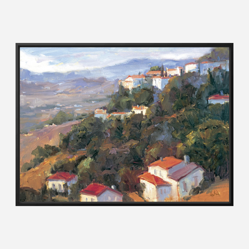 John Beard Collection''s Costa Del Sol On Giclee Canvas Hand Embellished Art, Black Framed Canvas