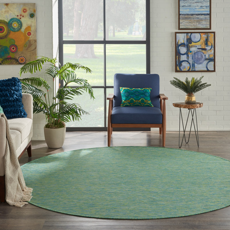 Lillehammer Solid Indoor/Outdoor Area Rug, Round 6', Green
