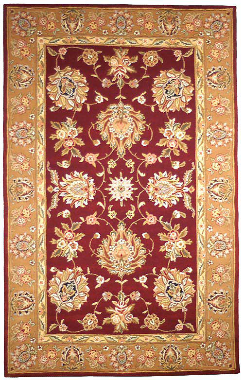 Handmade Red and Gold Wool 6' x 9' Tufted Rug