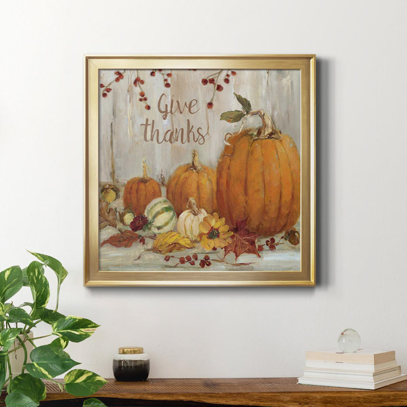 «Pumpkin Patch Off Thanks» - peinture sur toile encadrée, H 17,5 po x l 17,5 po x P 1,5 po, Or