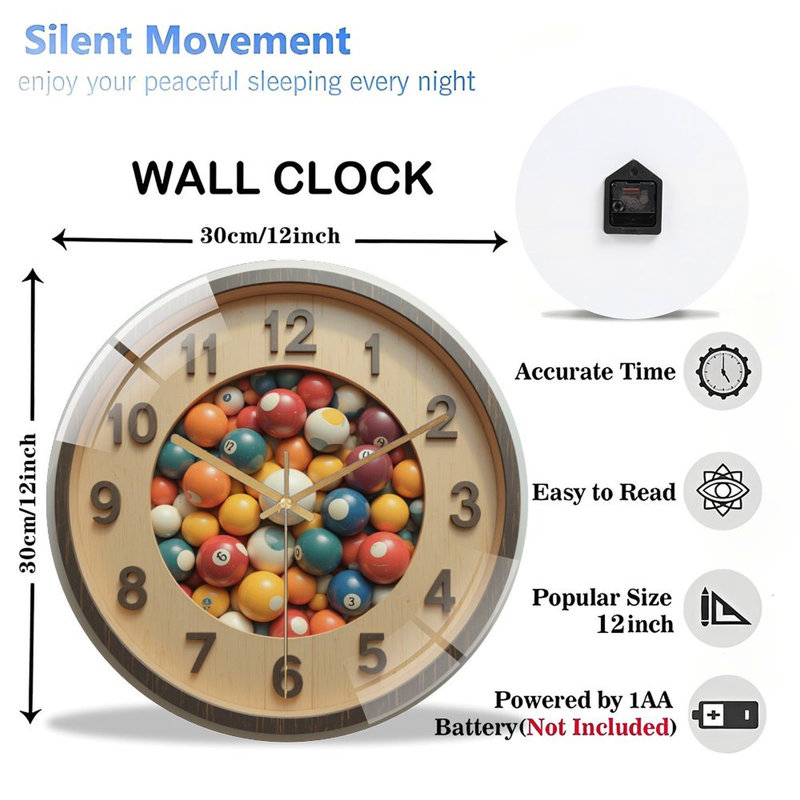 Horloge murale en verre 12 po