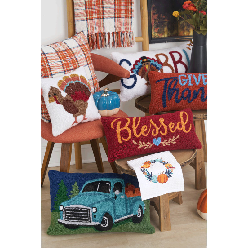 Gobble Turkey Hooked Pillow