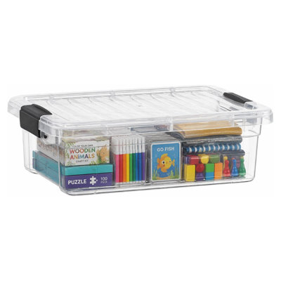 Lot de 3 boîtes de rangement transparentes en plastique de 13,7 litres avec couvercles, empilables et sans BPA, idéales pour la maison, le bureau, les résidences étudiantes et les salles de classe.