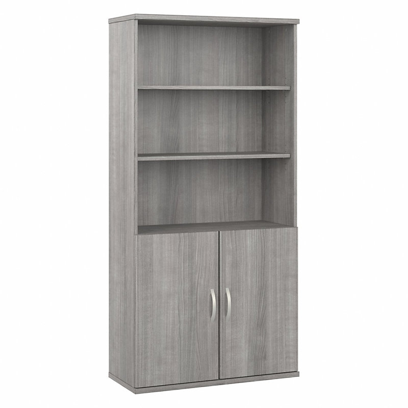 Hybrid Storage Bookcase, Platinum Gray