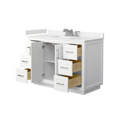 Ensemble de meuble-lavabo simple autoportant avec plateau en marbre Miranda