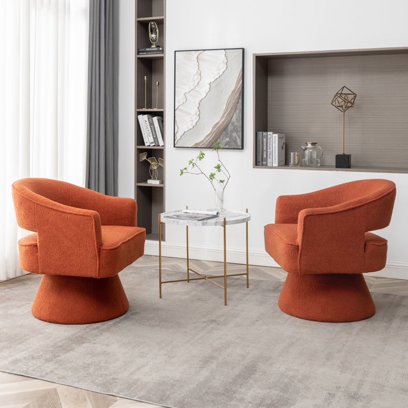 Fauteuil demi-tonneau pivotant de 28 po Kenzlee, Polyester orange