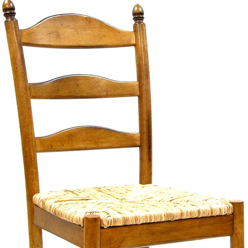 Chaise d'appoint de salle à manger en paille et bois brun