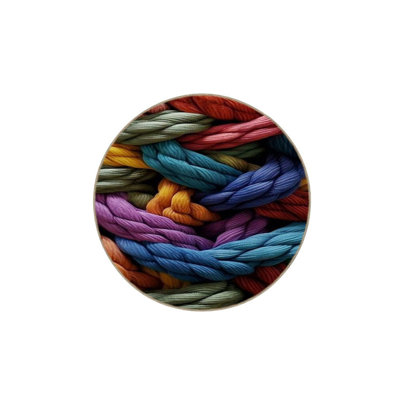 Machine Washable Multicolor Painted Pattern Woven Base Rug, Round 3'3" Rug Pad Included