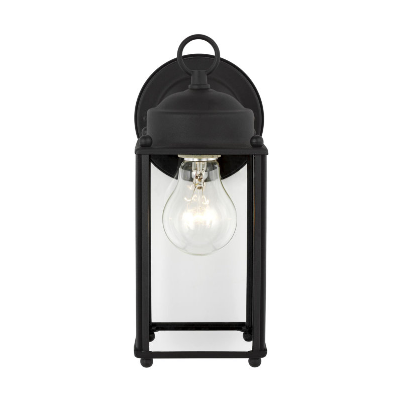 New Castle Large One Light Outdoor Wall Lantern from Generation Lighting , Black, Black/Clear, No