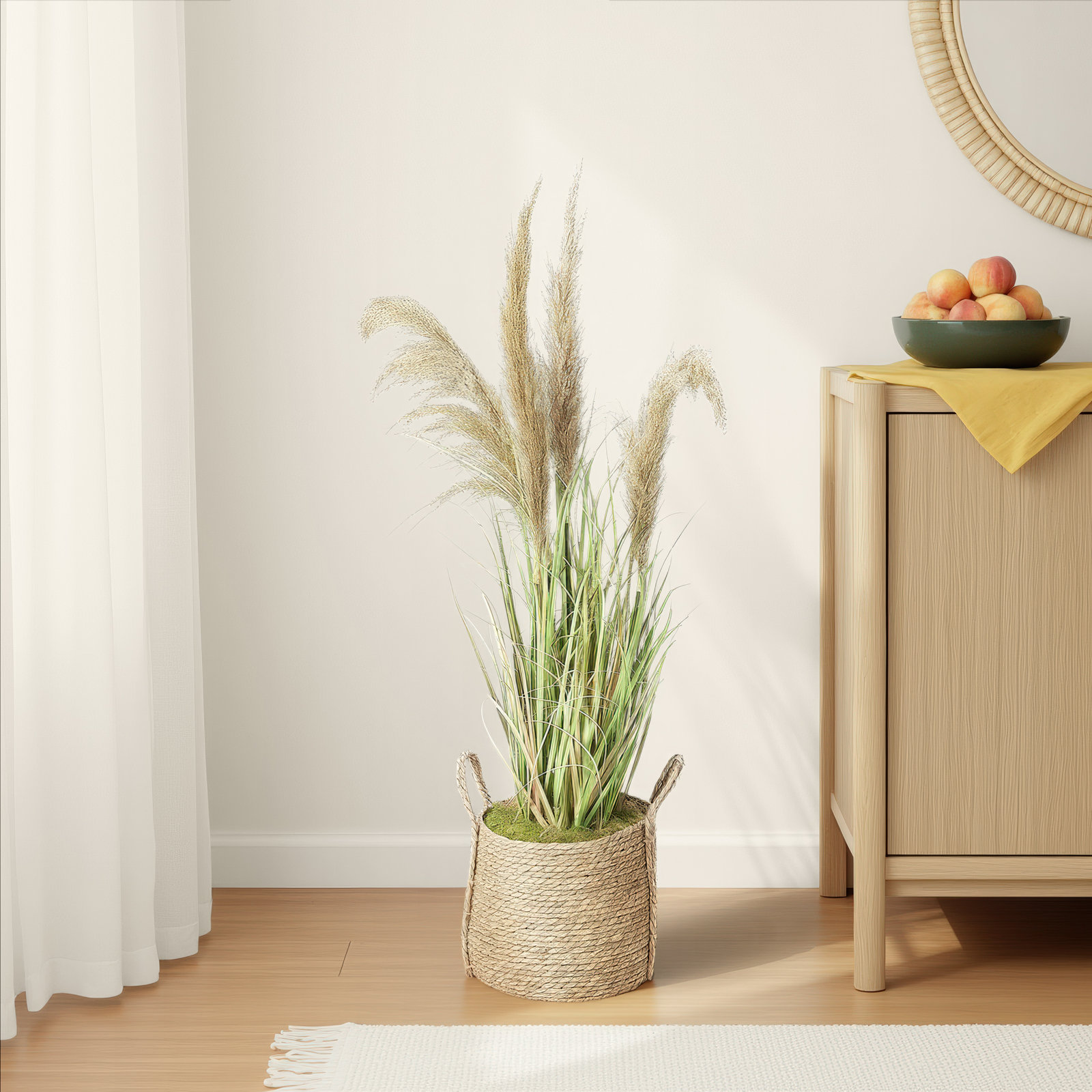 50'' Faux Reed Grass Grass in Wicker/Rattan Basket