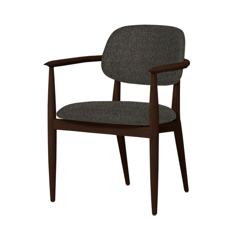 Slow Arm Chair, Dark Brown Oak, Newcastle Black New 65