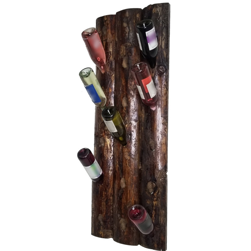 Cerritos 8 Bottle Solid Wood Hanging Wine Bottle Rack in Dark Pine Stain