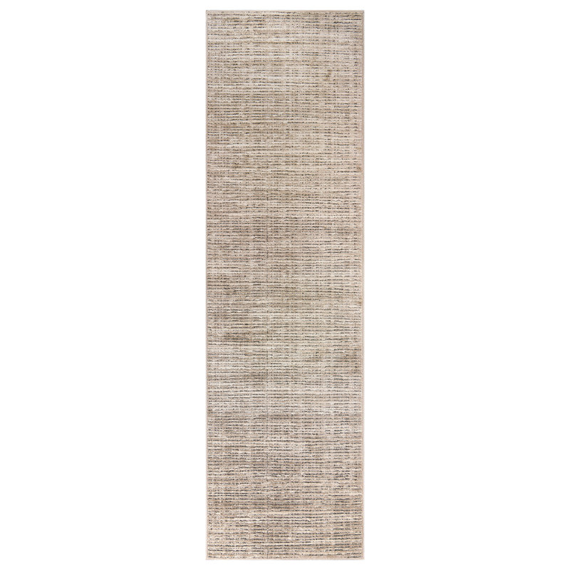Striped Texture Linen Beige Indoor High-Low Area Rug, Runner 2'3" x 8'