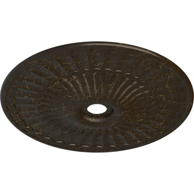 Endurathane Galveston Ceiling Medallion, 36 5/8"OD x 3 5/8"ID x 2 3/8"P (Fits Canopies up to 4 3/4"), Hand-Painted Stone Hearth Crackle Finish