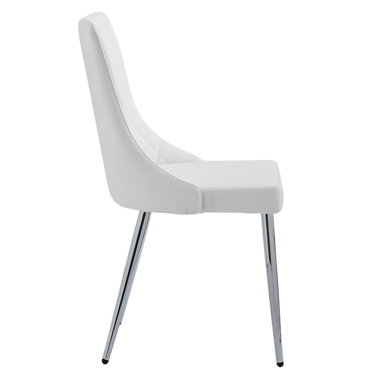 Ensemble de 2 chaises de salle à manger Ninfa en blanc et chrome, Blanc