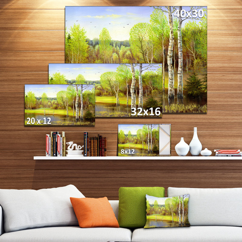 Light Green Autumn Landscape Canvas Art Print