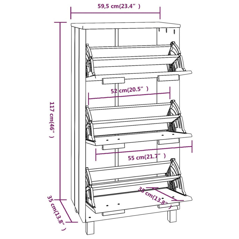 18 Pair Flip Down Shoe Storage, Honey Brown