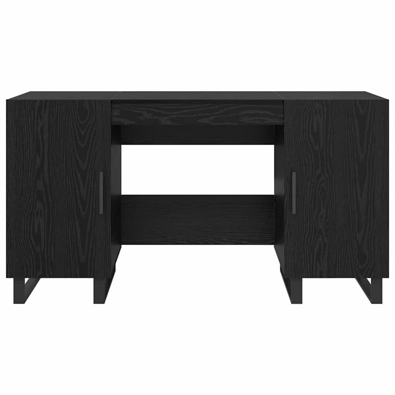 Desk With Shelf 140 X 50 X 75 Cm Engineered Wood, Black Oak