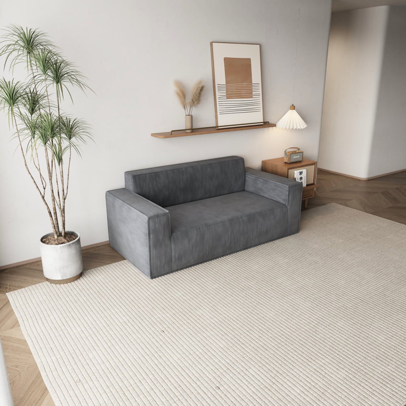 Mousse à mémoire de forme à 3 places en velours côtelé, assise profonde, sans assemblage, parfaite pour le bureau à domicile, canapé gris, velours côtelé, ressorts de soutien, appartement