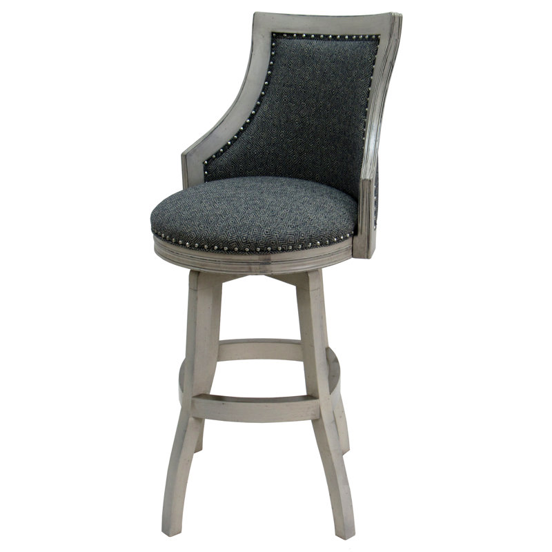 Irminger Swivel Upholstered Counter Stool with Solid Wood Frame, Bar Stool (30” Seat Height)