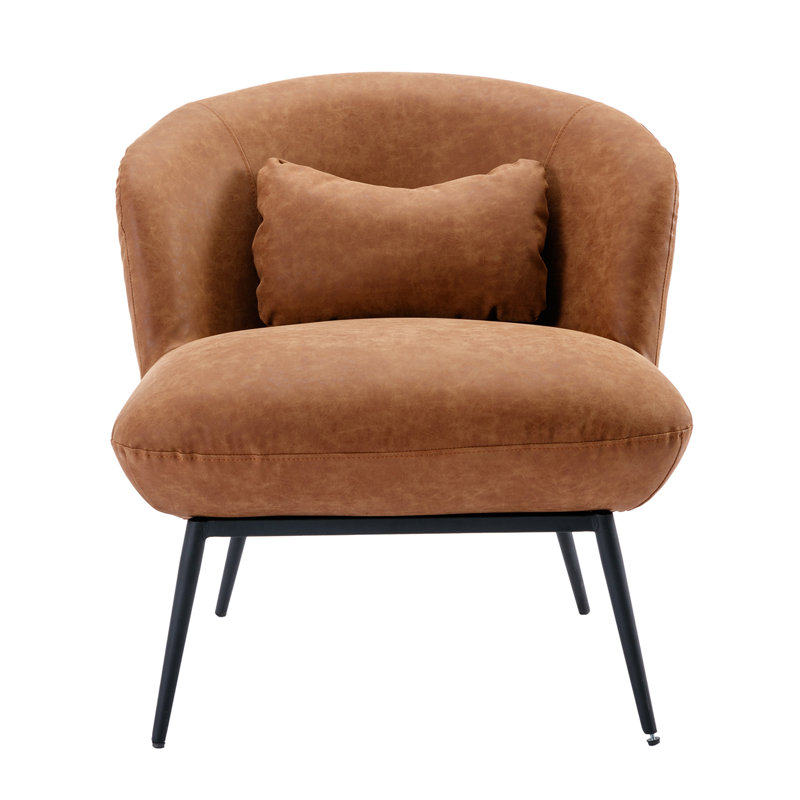 Upholstered Accent Chair with Metal Legs, Brown
