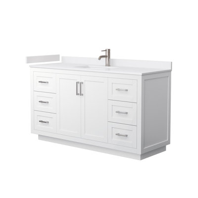 Meuble-lavabo simple autoportant de 60 po avec plateau en marbre Miranda