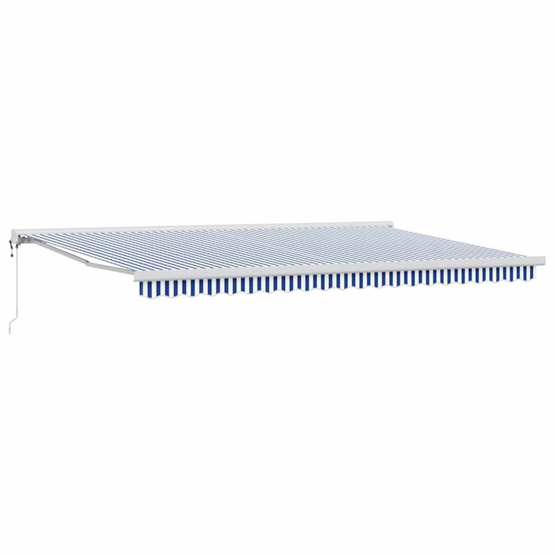 Ebern Designs Fabric Cover Retractable Patio Awning, Blue;White Striped, 500cm H x 300cm W