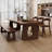 Nut-brown Rectangular Solid Wood Dining Table-966397286