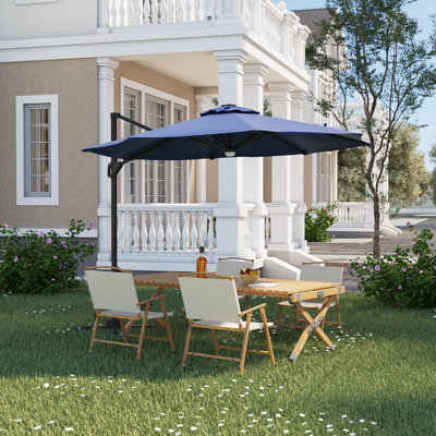Parasol de patio en porte-à-faux avec abat-jour de marché extérieur rotatif à 360 °