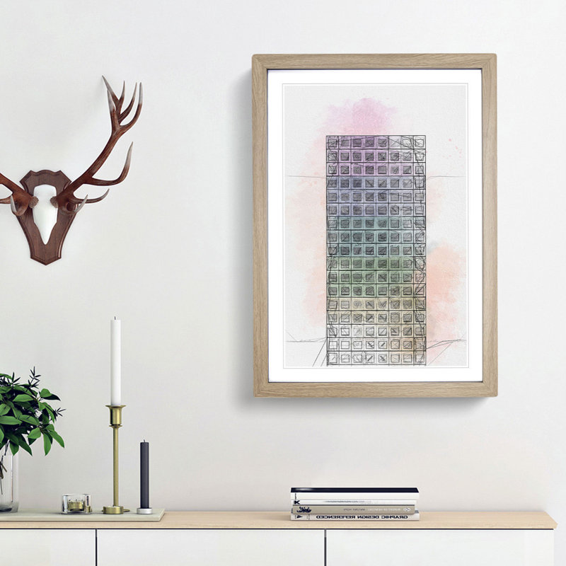 Sketching the Architecture Vol.42 - Picture Frame Drawing Print, 36cm H x 27cm W x 2cm D, Oak Framed