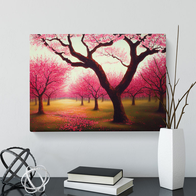 Picturesque Cherry Blossom Trees - Wrapped Canvas, 50cm H x 76cm W x 3cm D