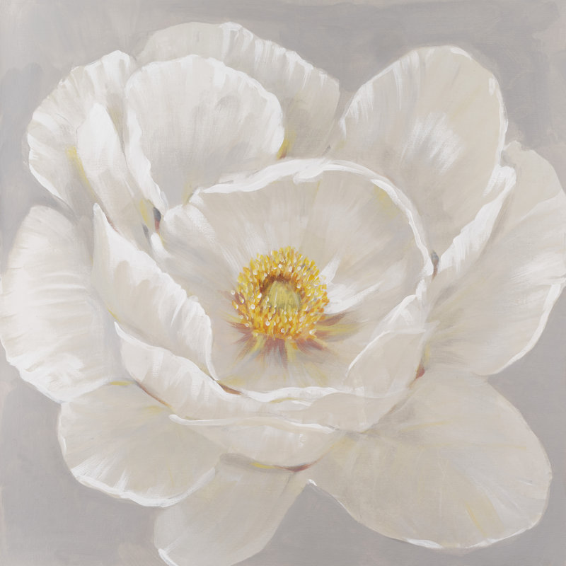 White Peony II 1 Piece Wrapped Canvas Painting, 30cm H x 30cm W