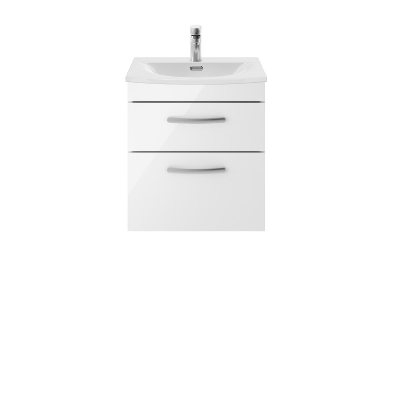 Athena 510mm Single Bathroom Vanity with Integrated Vitreous China Basin, Gloss White