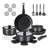 24-Piece Nonstick Cookware Set Removable Handles, Stackable, RV Cookware Sets,Black