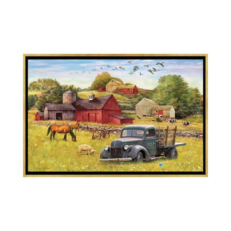 «Tally Ho Farms and Truck» par Greg & Company, reproduction sur toile, Pas de tapis, H 18 po x l 26 po x P 1,5 po