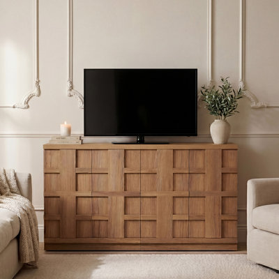Buffet buffet avec rangement, grande armoire d'appoint en bois 31,3 po avec portes, console Mid-Century Modern