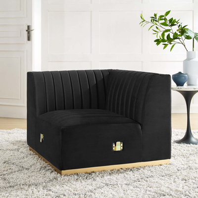 Fauteuil d'angle gauche en velours Conjure Channel