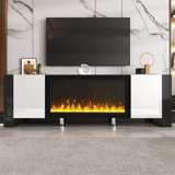Modern TV Stand with 34.2" Non-heating Electric Fireplace, Media Console for TVs up to 78"