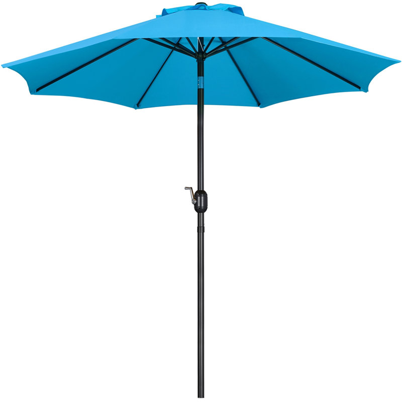 Parasol de marché 9pi avec bouton poussoir, Bleu ciel
