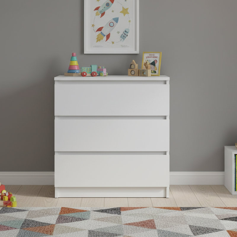 70 cm W Chest of 3 Drawers, White