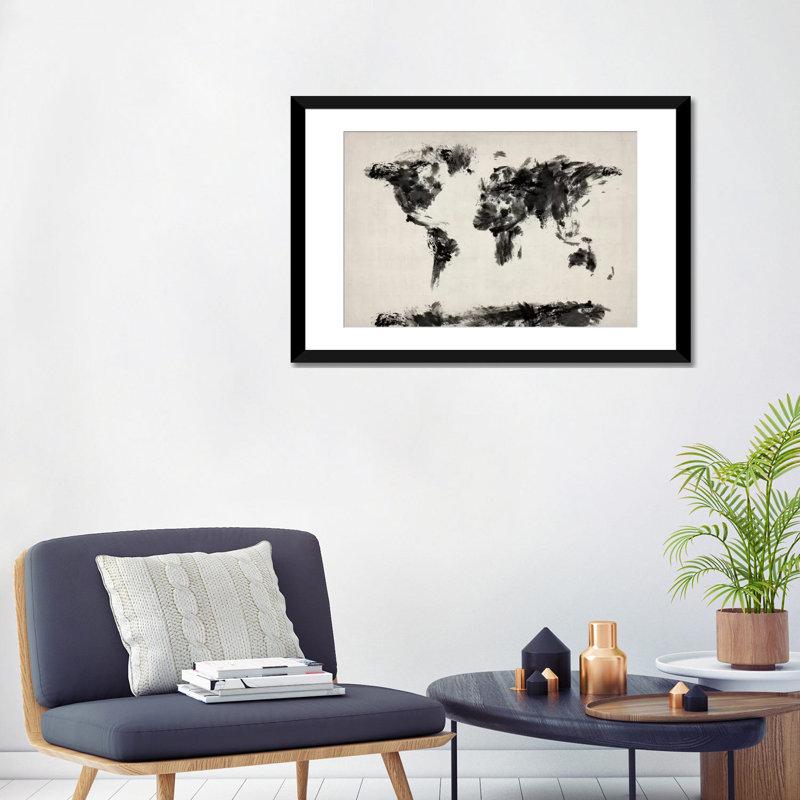 « map of the world painting splashs » par michael tompsett, impression sur toile, H 24 po x l 32 po x P 1 po, Blanc