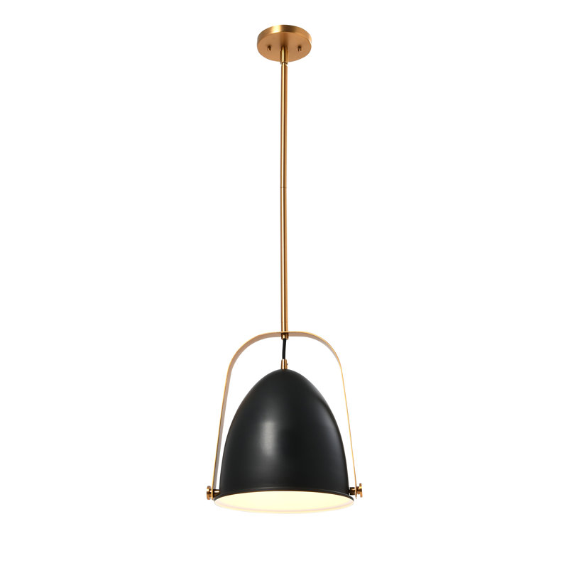 Luminaire suspendu en dome à 1 lumière, Noir mat