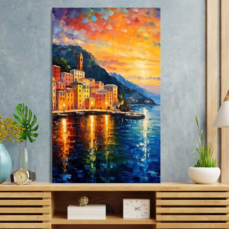 Côte d'Amalfi, Italie au crépuscule V3, H 30 po x l 18 po x P 1 po