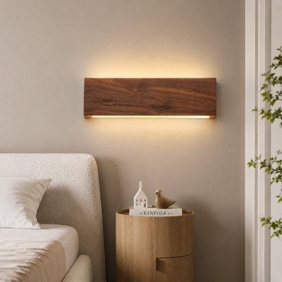 Black Walnut Linear LED Touch Wall Sconce
