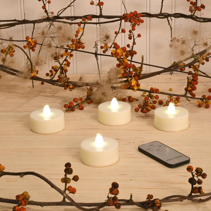 Extra Large Battery Operated Tea Lights with Remote Control, White