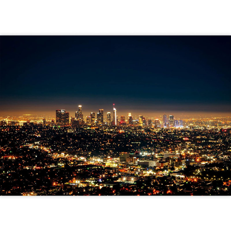 Vue aérienne de néons à Los Angeles, L 66 po x l 96 po