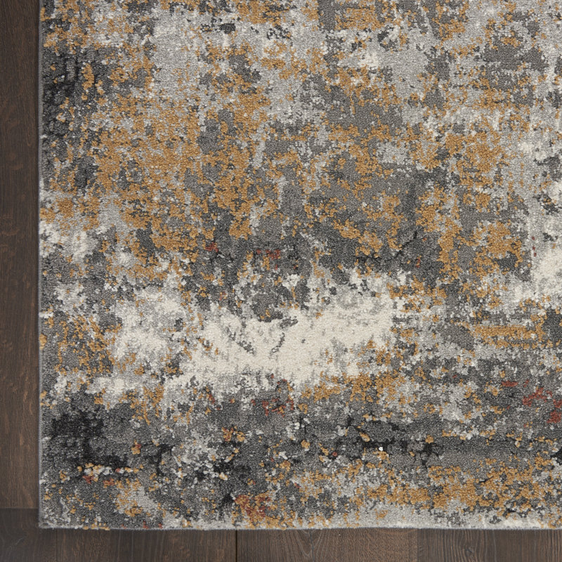 Tapis contemporain gris contemporain, Rectangle 4 pi x 6 pi