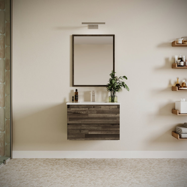 Fresca Formosa 30" Wall Mount Single Sink Bathroom Vanity Set with Top, Sink and Mirror (Faucet Not Included)