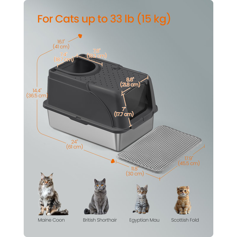 Stainless Steel Litter Box with Scoop
