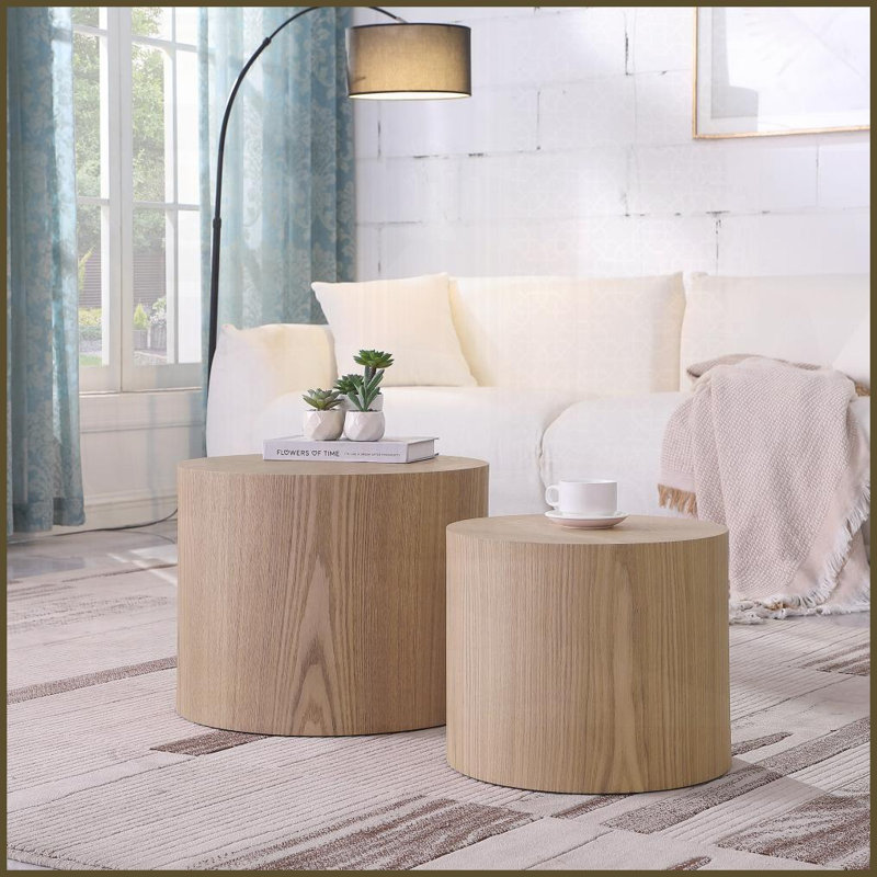 Table basse en placage de noyer et panneau de fibres à densité moyenne Ensemble de tables d'appoint - Sans assemblage, polyvalent pour le salon / la chambre à coucher